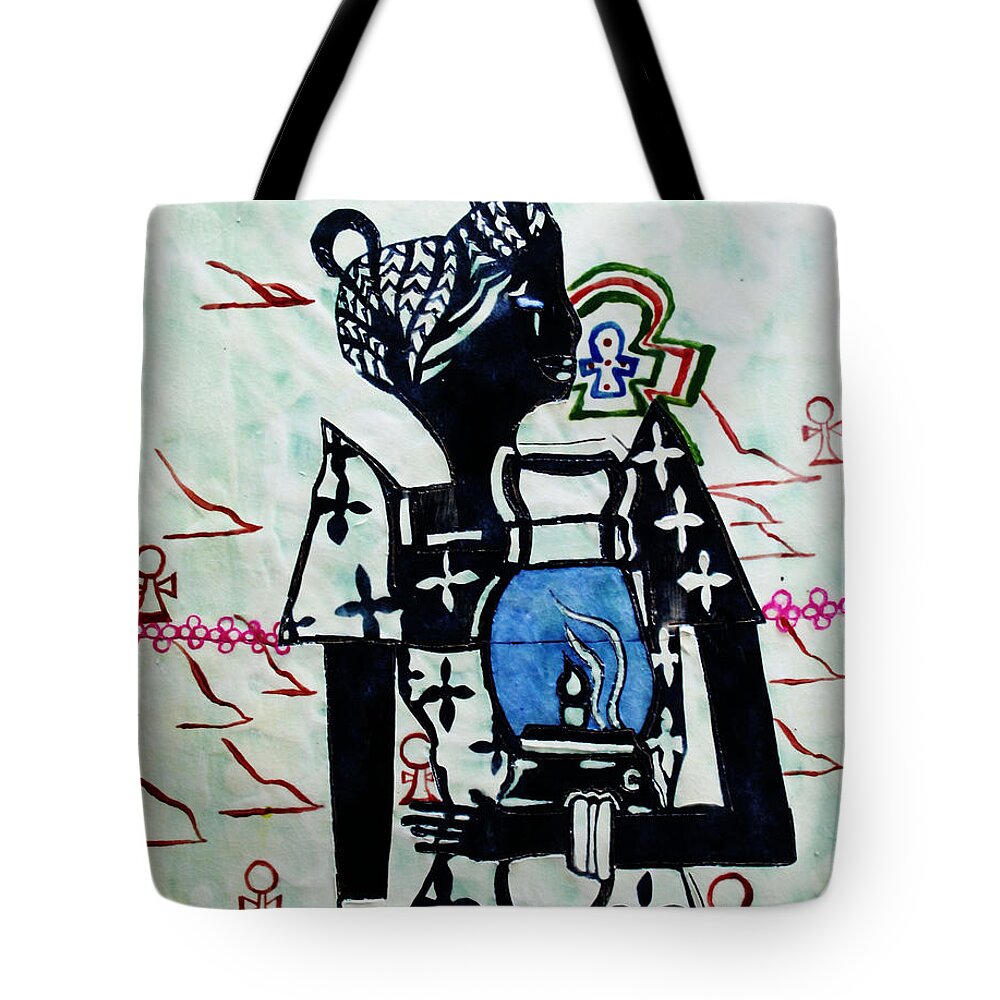 Jesus Tote Bag featuring the painting The Wise Virgin #1 by Gloria Ssali