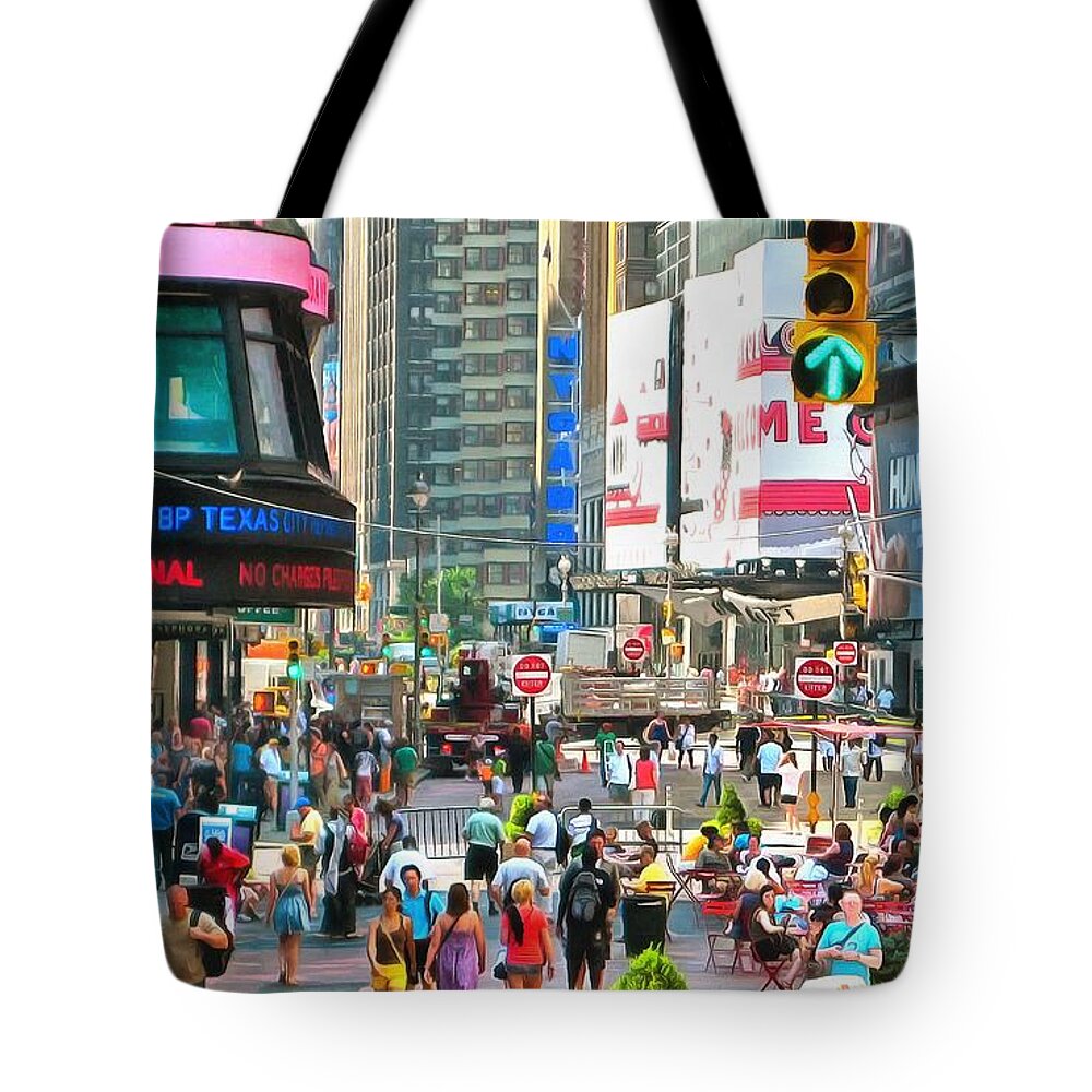 Big Apple Tote Bag featuring the photograph Times Square New York by Mick Flynn
