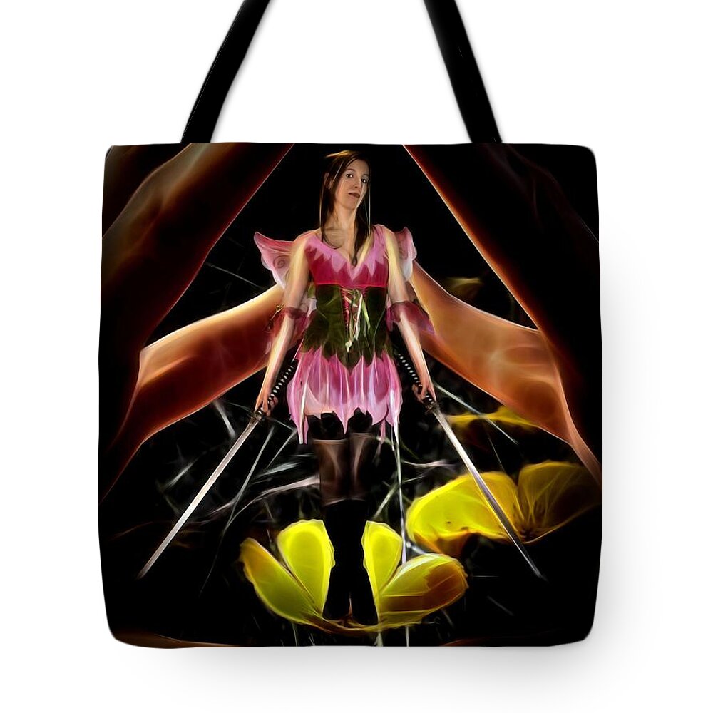 Fairy Tote Bag featuring the painting To Catch A Fairy by Jon Volden