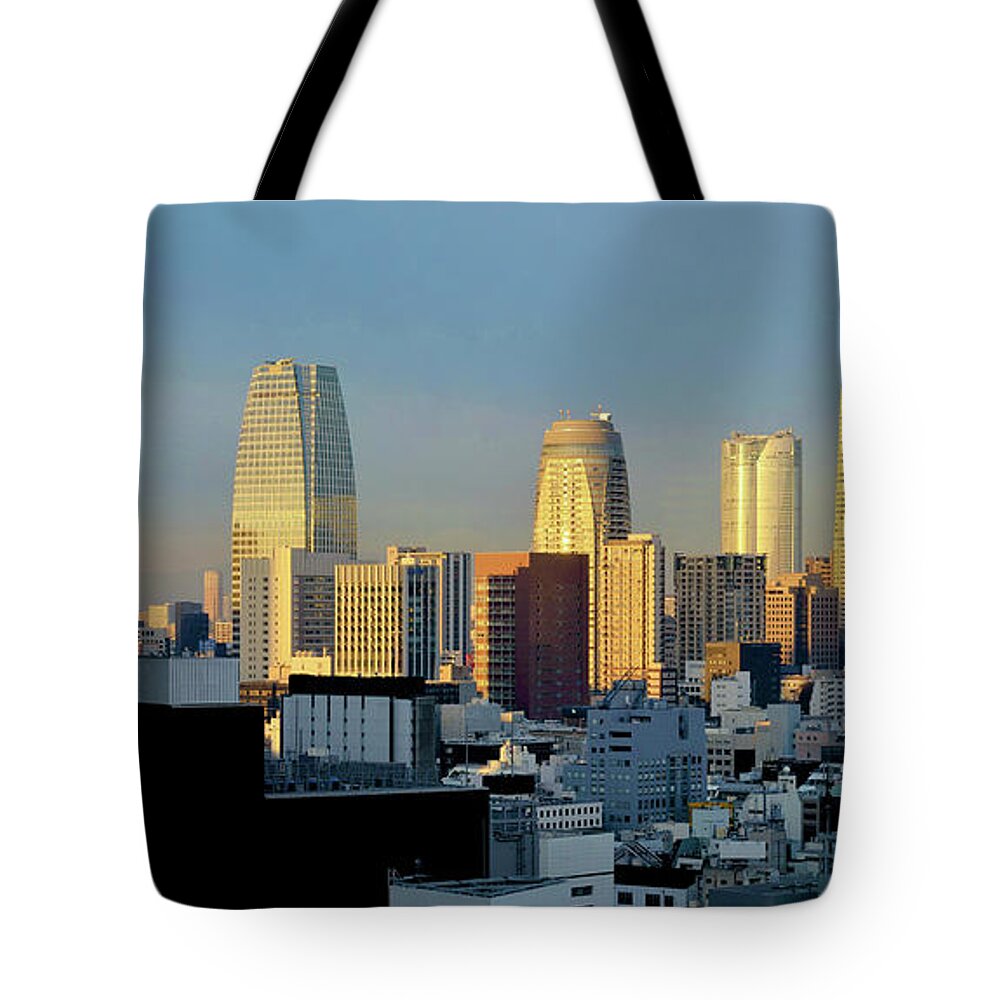 Tokyo Tower Tote Bag featuring the photograph Tokyo Downtown At Sunrise #1 by Vladimir Zakharov