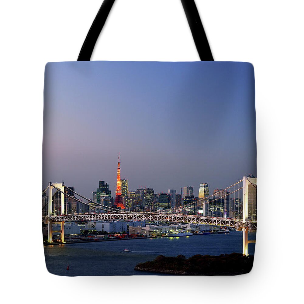 Tokyo Tower Tote Bag featuring the photograph Tokyo Skyline At Sunset #1 by Vladimir Zakharov