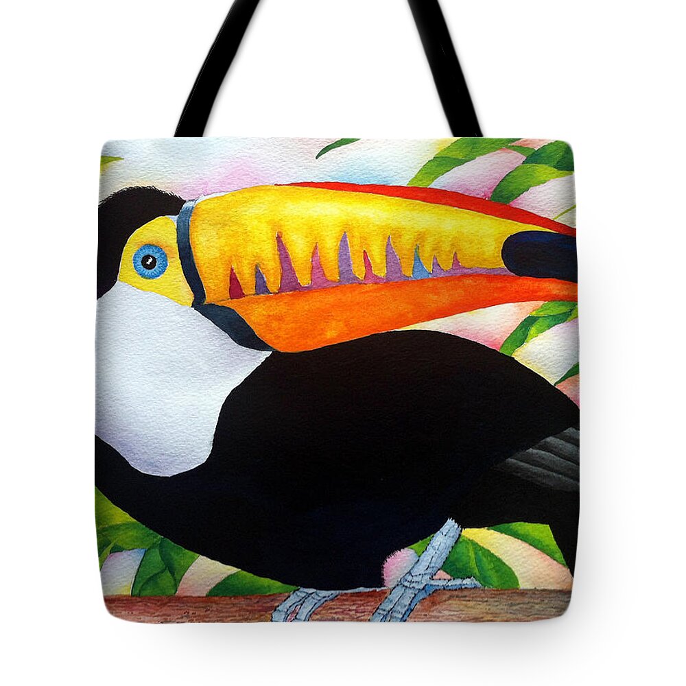 Toucan Tote Bag featuring the painting Toucan by Donna Spadola
