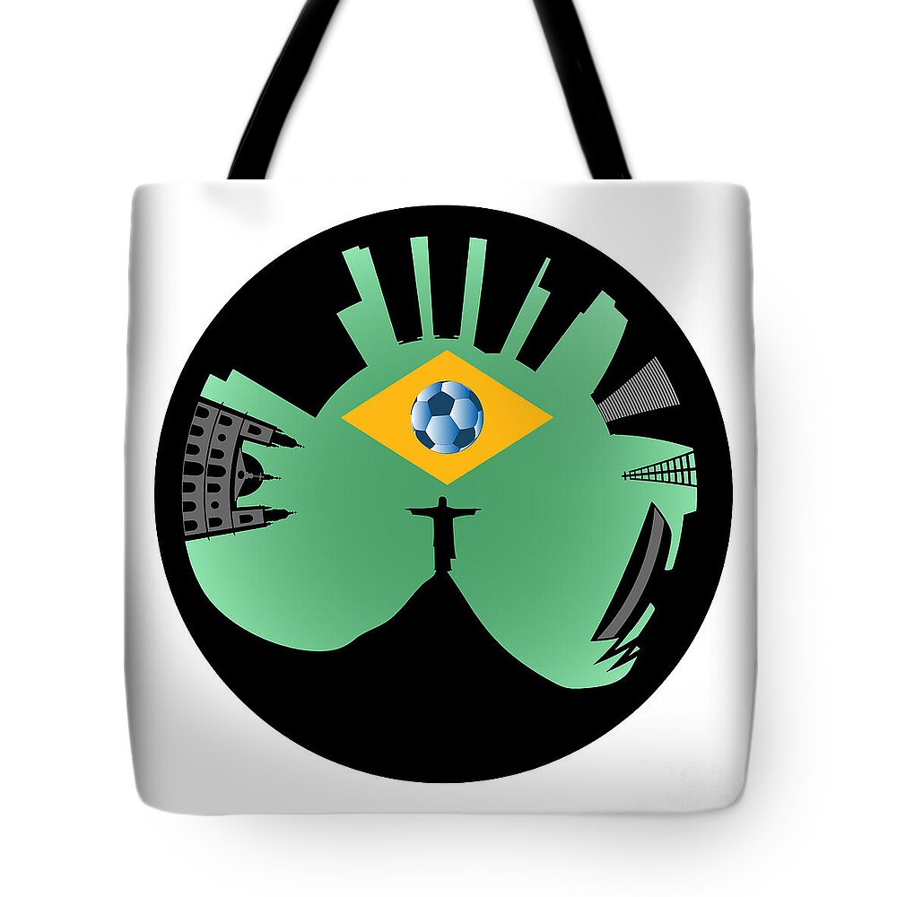 Brasil Tote Bag featuring the digital art Vector Rio de Janeiro skyline #1 by Michal Boubin