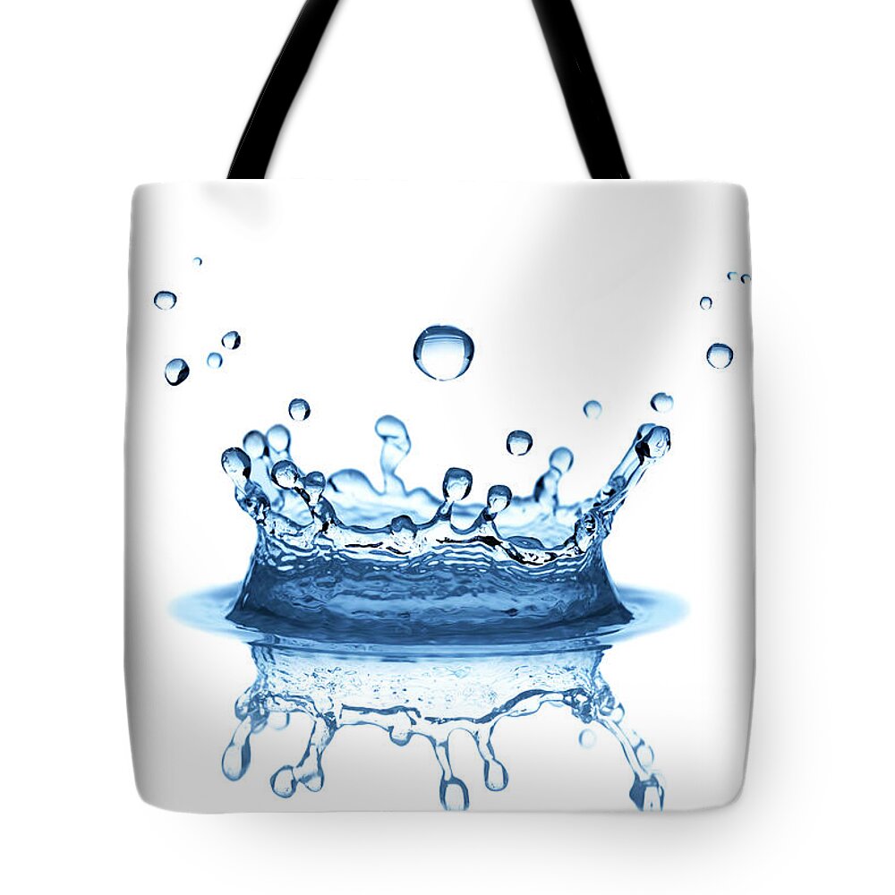 Colliding Tote Bag featuring the photograph Water Splash #1 by Trout55