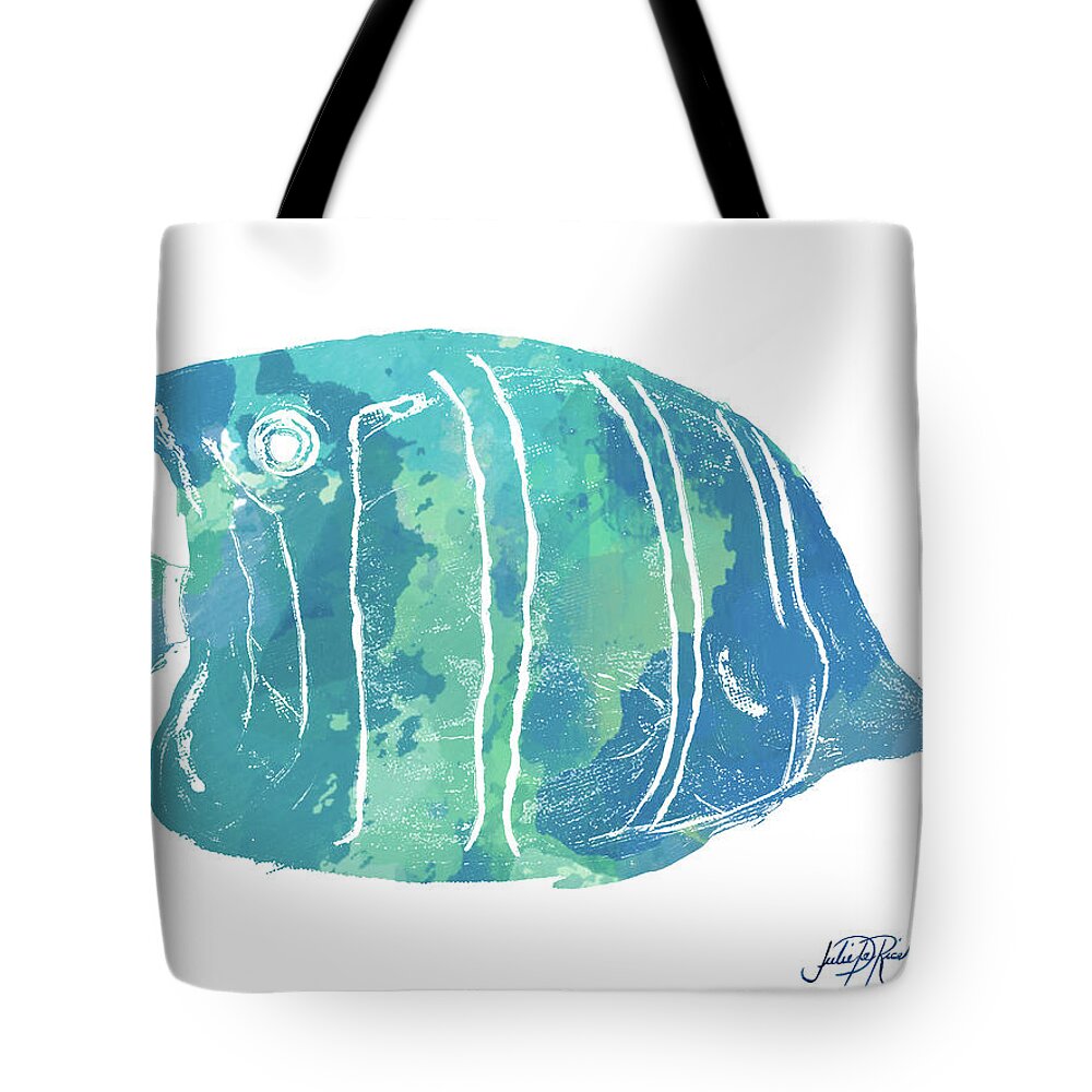 Watercolor Tote Bag featuring the painting Watercolor Fish In Teal IIi #1 by Julie Derice
