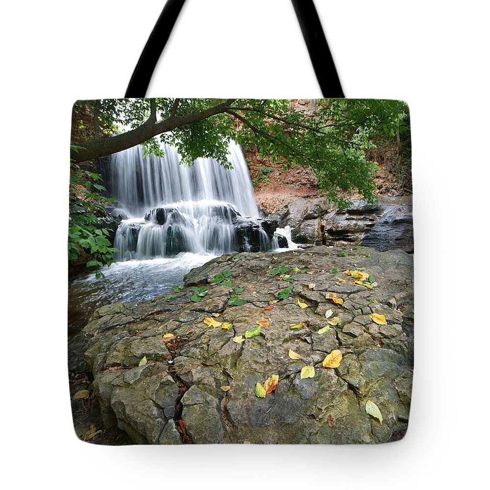 Tim Fitzharris Tote Bag featuring the photograph Waterfall Tanyard Creek Arkansas #1 by Tim Fitzharris