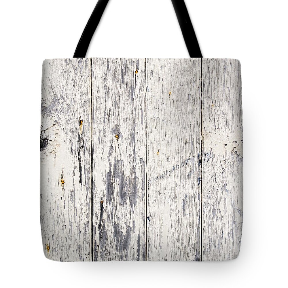 Abstract Tote Bag featuring the photograph Weathered Paint on Wood #1 by THP Creative