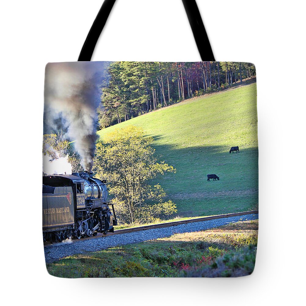Western Maryland Scenic Railroad Tote Bag featuring the photograph Western Maryland Scenic Railroad #1 by Jack Schultz