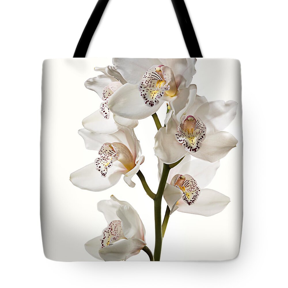 Flower Tote Bag featuring the photograph White Orchids by Endre Balogh
