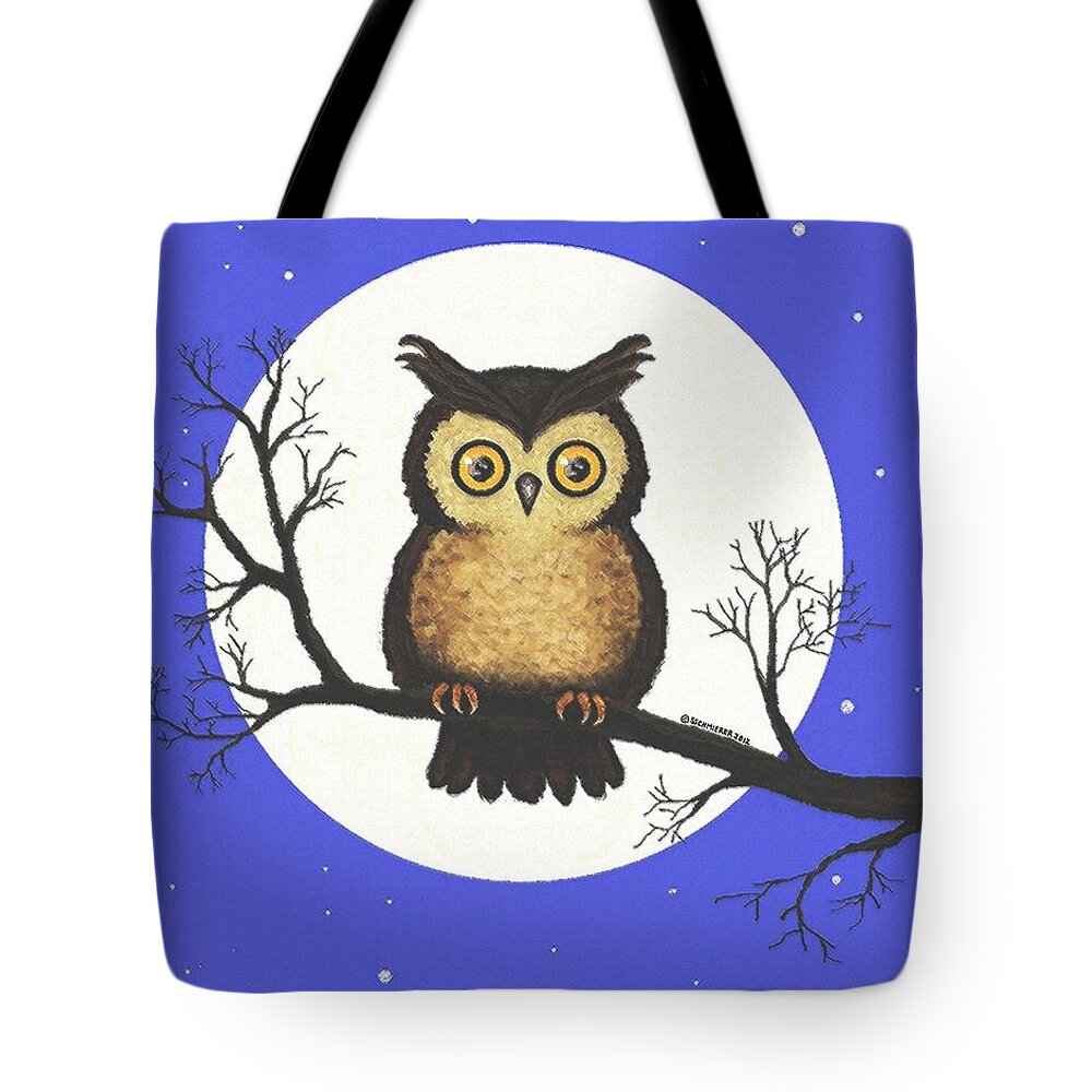 Owl Tote Bag featuring the painting Whooo You Lookin' At #1 by SophiaArt Gallery