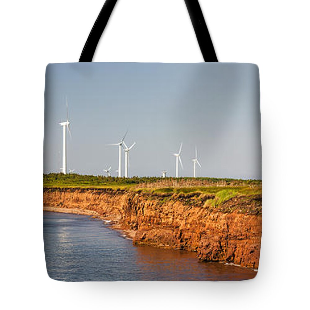 Windmills Tote Bag featuring the photograph Wind turbines on atlantic coast 1 by Elena Elisseeva