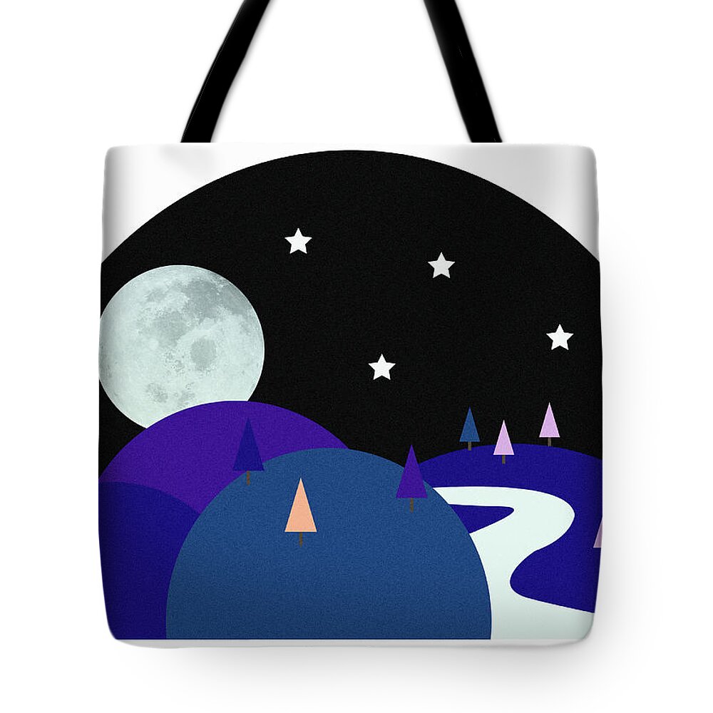 After Dark Tote Bag featuring the photograph Winding Path In Rolling Landscape by Ikon Ikon Images