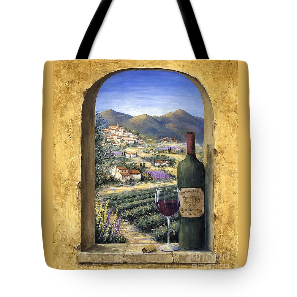 Wine Tote Bag featuring the painting Wine and Lavender by Marilyn Dunlap