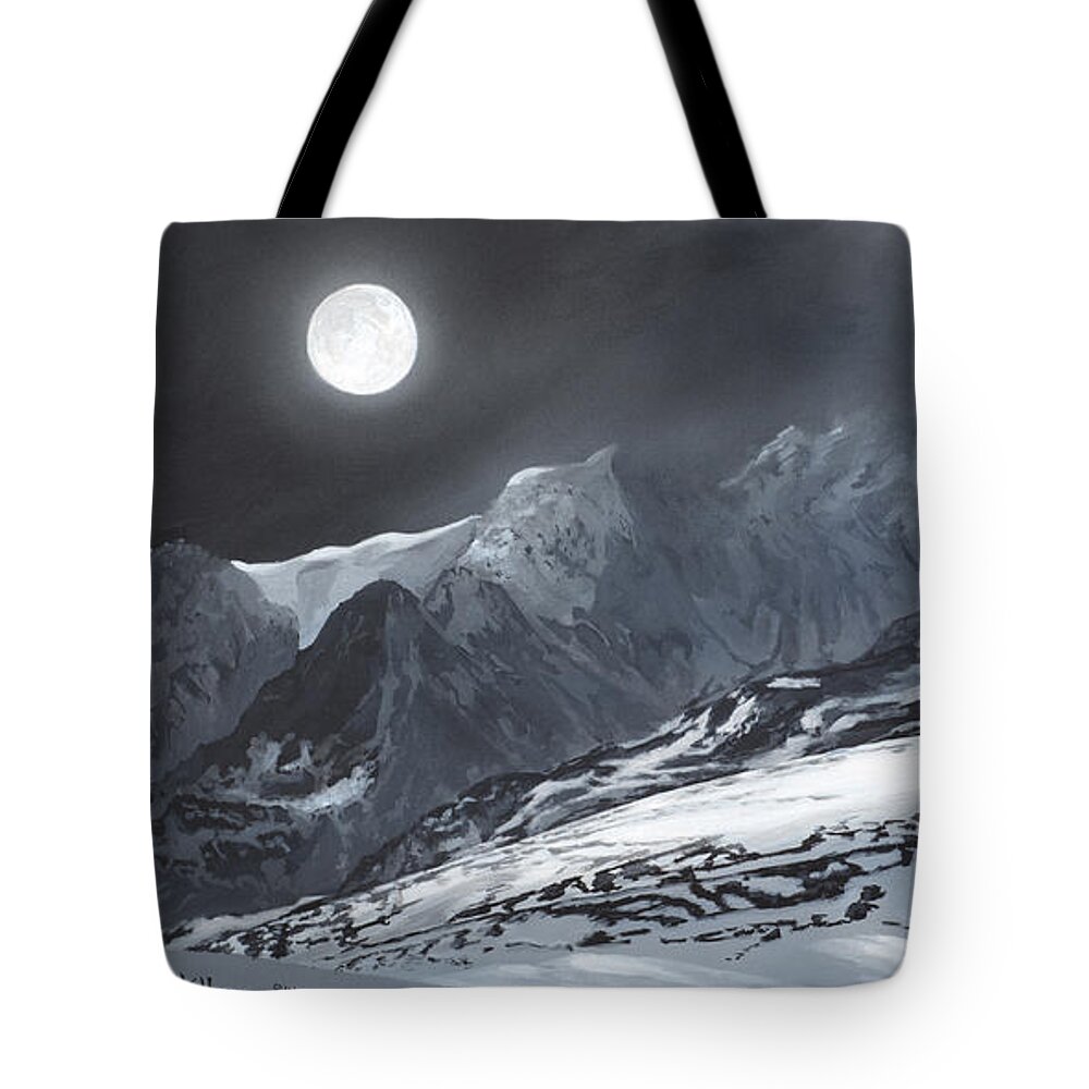 Moon Tote Bag featuring the painting Winter Moon by Lynn Hansen