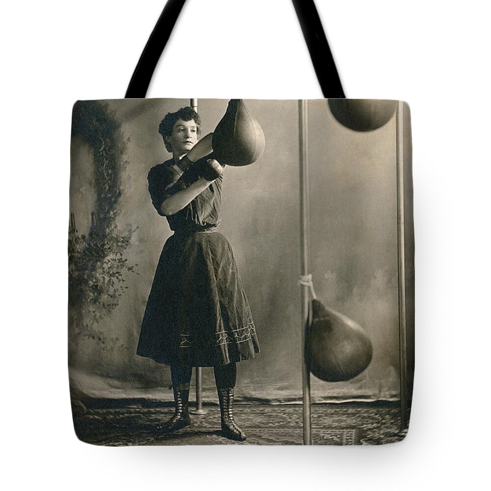 1890 Tote Bag featuring the photograph Woman Boxing Workout #2 by Underwood Archives
