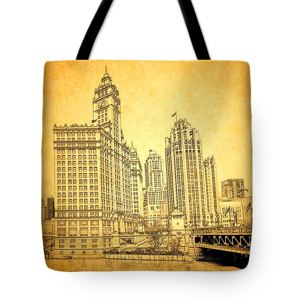 Wrigley Tower Tote Bag featuring the photograph Wrigley Tower by Dejan Jovanovic