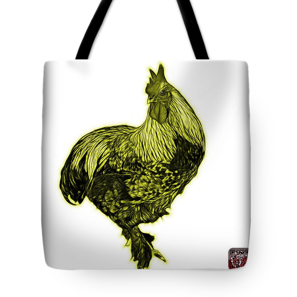 Rooster Tote Bag featuring the painting Yellow Rooster - 3166 FS #1 by James Ahn