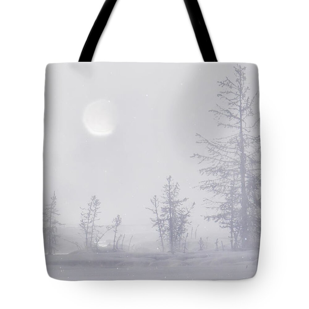 Fog Tote Bag featuring the photograph Yellowstone Morning #1 by Priscilla Burgers