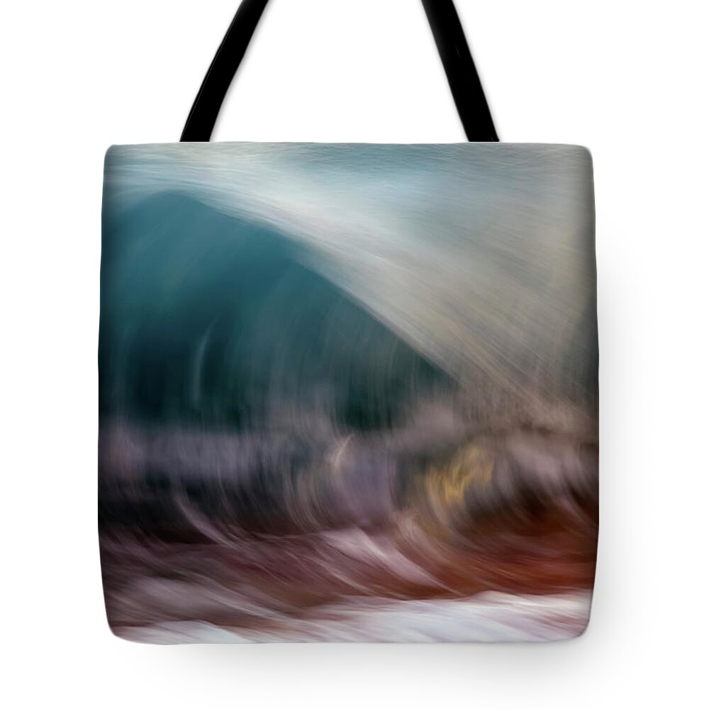 Blue Tote Bag featuring the photograph Ocean Wave Blurred By Motion Hawaii #10 by Vince Cavataio