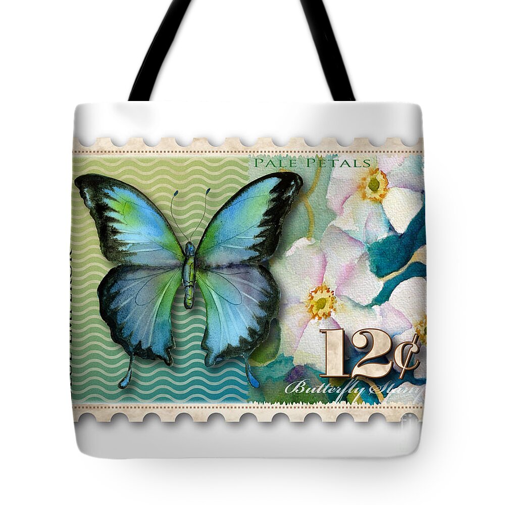 Butterfly Tote Bag featuring the painting 12 Cent Butterfly Stamp by Amy Kirkpatrick