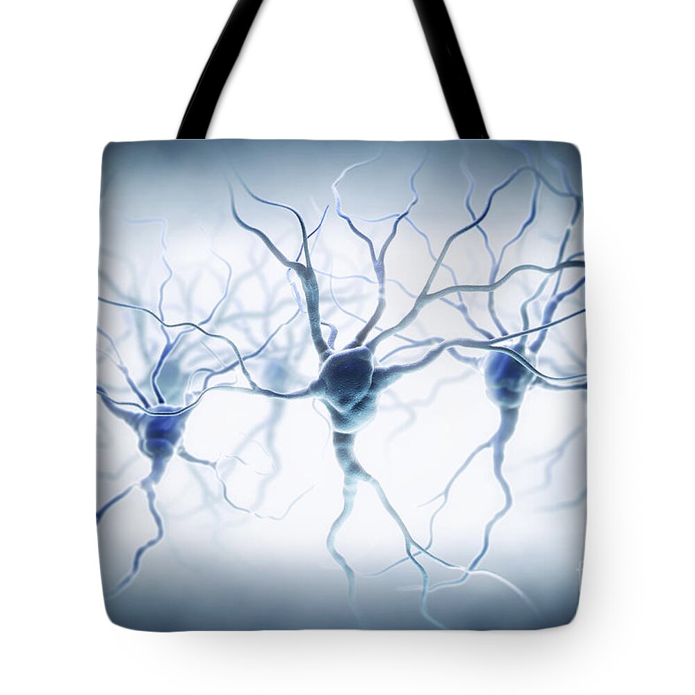 Digitally Generated Image Tote Bag featuring the photograph Neurons #12 by Science Picture Co