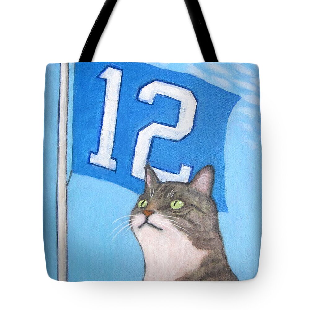 Seahawks Tote Bag featuring the painting 12s Cat #1 by Kazumi Whitemoon
