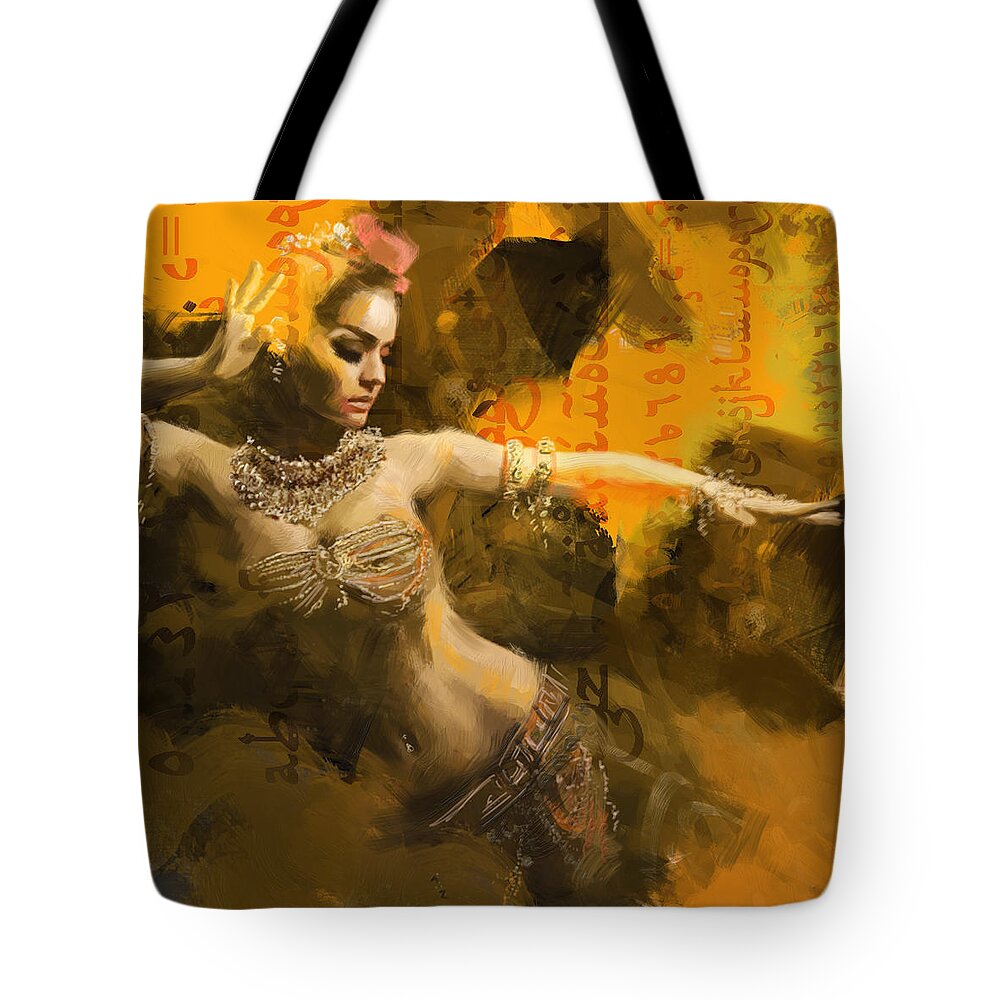Belly Dance Art Tote Bag featuring the painting Belly Dancer #13 by Corporate Art Task Force