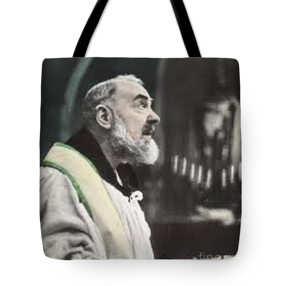 Prayer Tote Bag featuring the photograph Padre Pio #14 by Archangelus Gallery