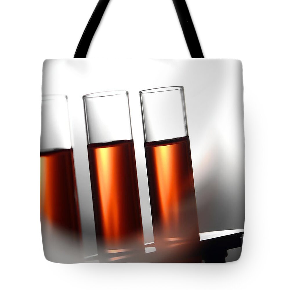 Test Tote Bag featuring the photograph Laboratory Test Tubes in Science Research Lab #15 by Science Research Lab
