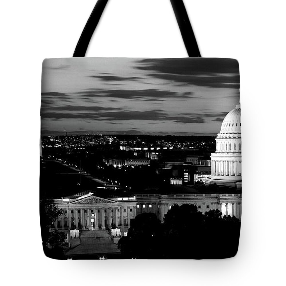 Photography Tote Bag featuring the photograph High Angle View Of A City Lit #16 by Panoramic Images