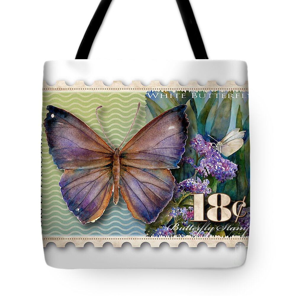 Butterfly Tote Bag featuring the painting 18 Cent Butterfly Stamp by Amy Kirkpatrick