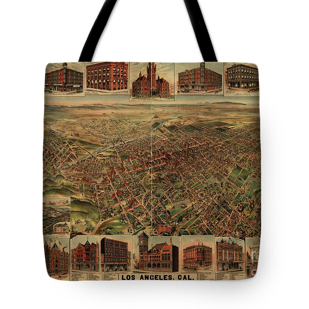 Classic Tote Bag featuring the photograph 1891 Los Angeles California Vintage Map by Edward Fielding
