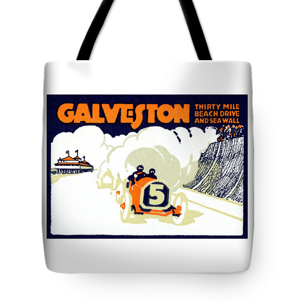 Vintage Tote Bag featuring the painting 1920 Galveston Texas Auto Race by Historic Image