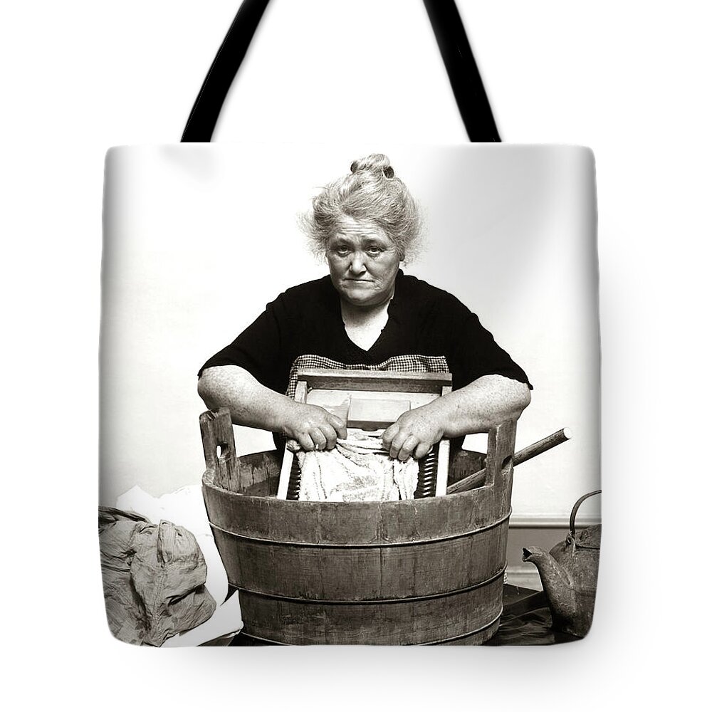 1920s 1930s 1940s Senior Woman Washing Tote Bag by Vintage Images
