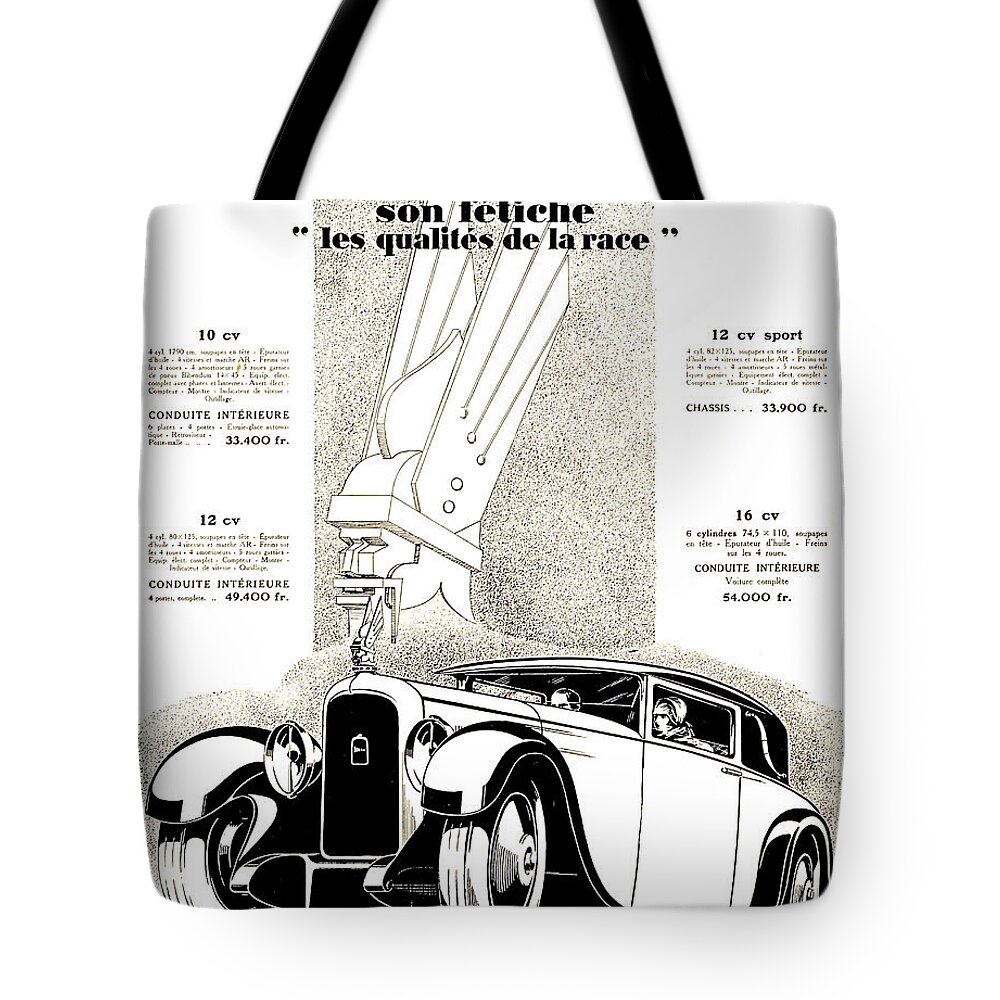 1935 Tote Bag featuring the digital art 1928 - Delehaye Automobile Advertisement by John Madison