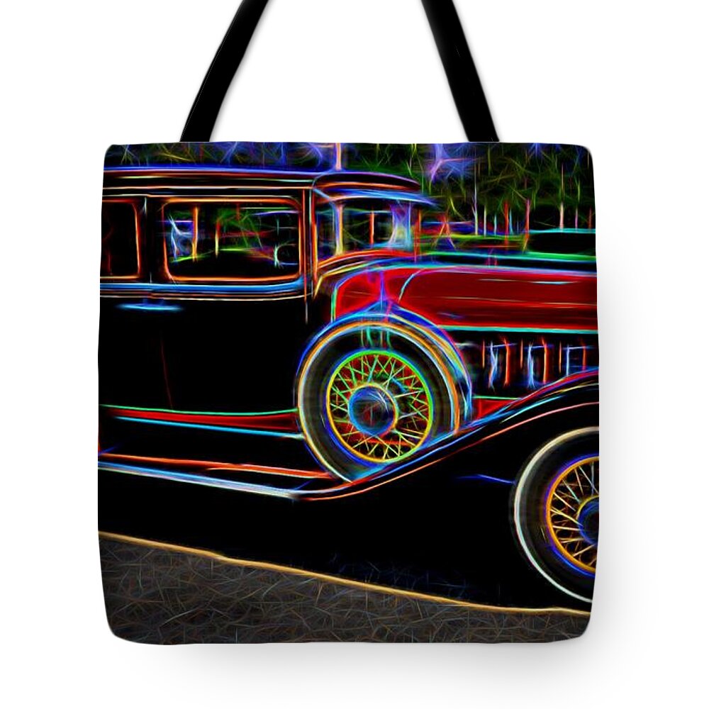 1930 Willys-knight 66 B Sedan Tote Bag featuring the photograph 1930 Willys-Knight 66 B Sedan - Neon by Gary Whitton