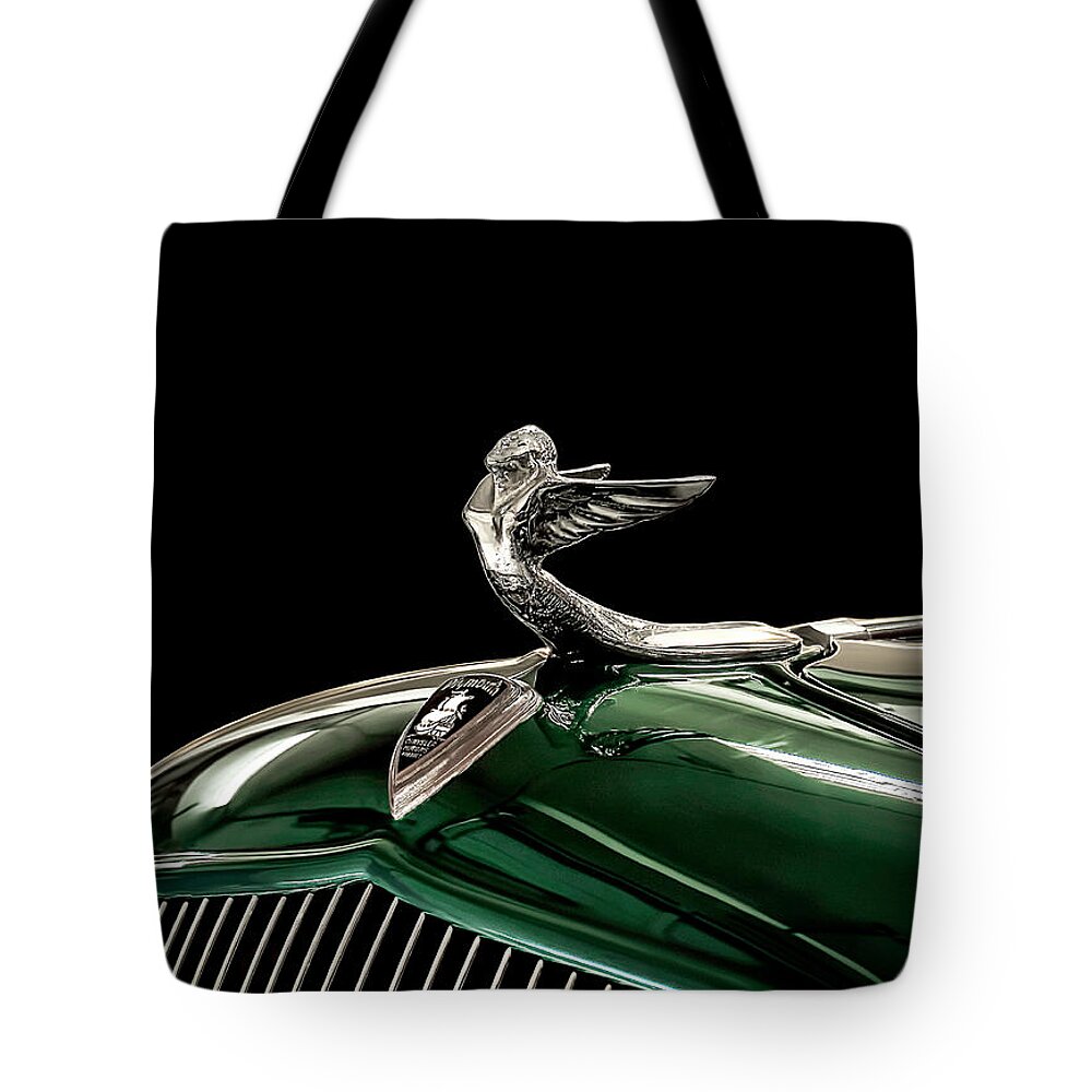 Vintage Tote Bag featuring the digital art 1933 Plymouth Mascot by Douglas Pittman