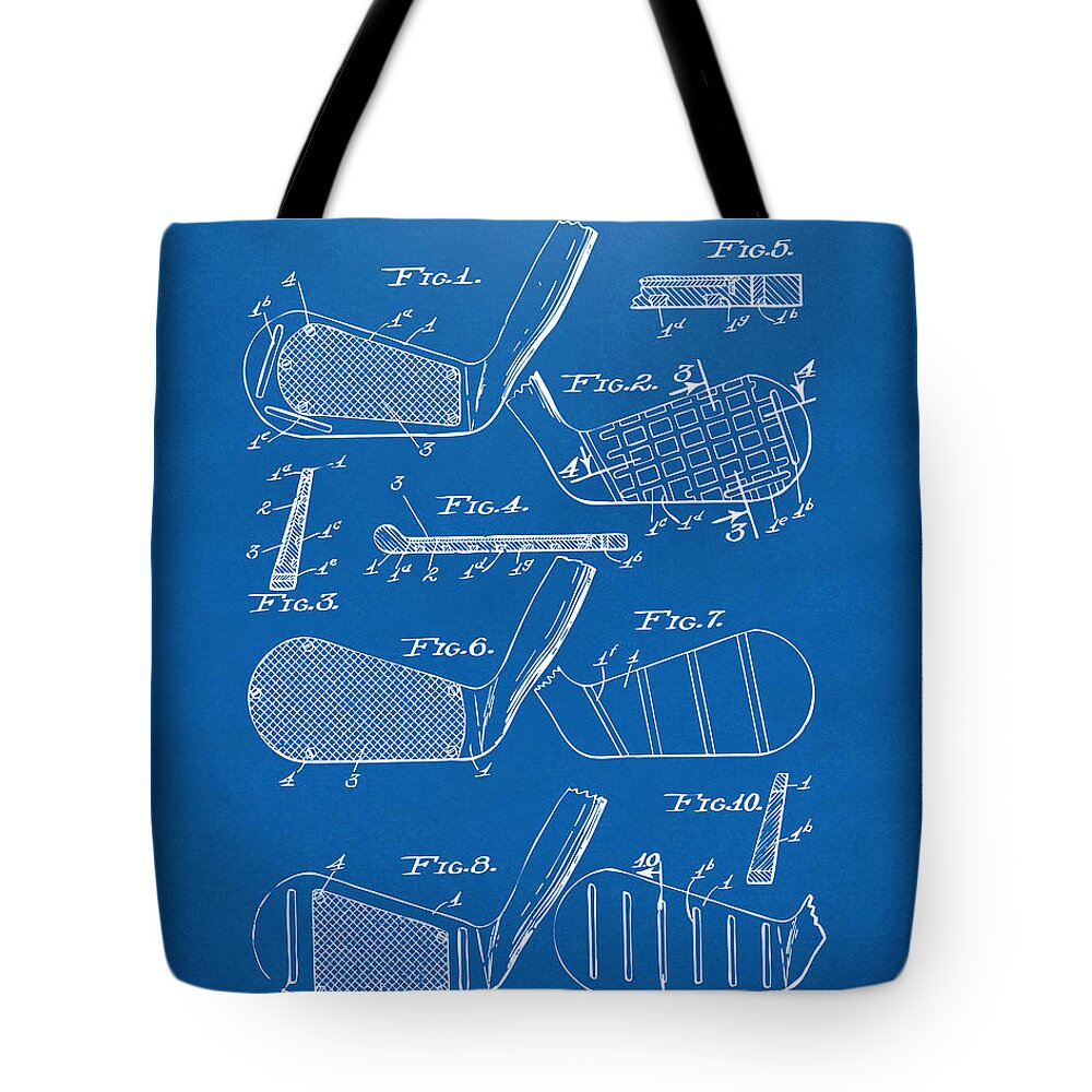Golf Tote Bag featuring the digital art 1936 Golf Club Patent Blueprint by Nikki Marie Smith