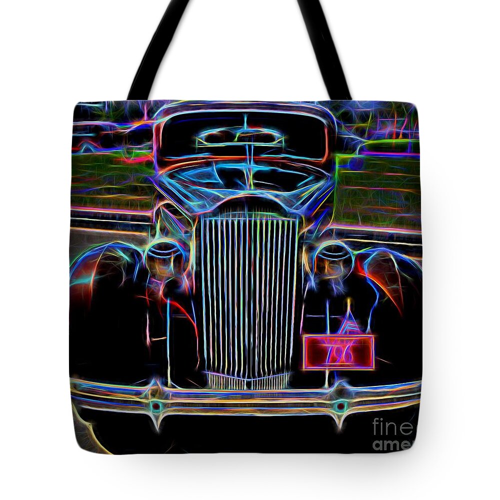 Packard Tote Bag featuring the photograph 1937 Packard 120 Business Coupe - Vintage Car by Gary Whitton