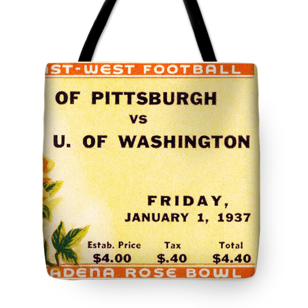 Tticket Tote Bag featuring the photograph 1937 Rose Bowl Ticket by David Patterson