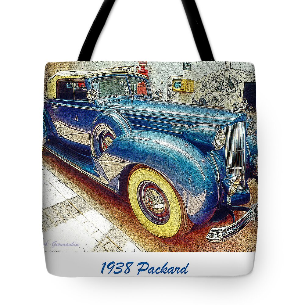 1938 Packard Tote Bag featuring the digital art 1938 Packard National Automobile Museum Reno Nevada by A Macarthur Gurmankin