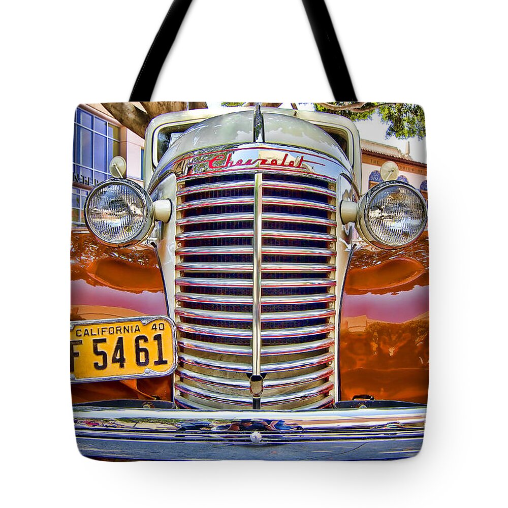 Chevrolet 1940 Tote Bag featuring the photograph 1940 Chevy Sedan by Jason Abando