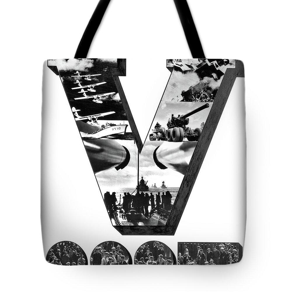 Photography Tote Bag featuring the photograph 1940s V For Victory Montage Of World by Vintage Images