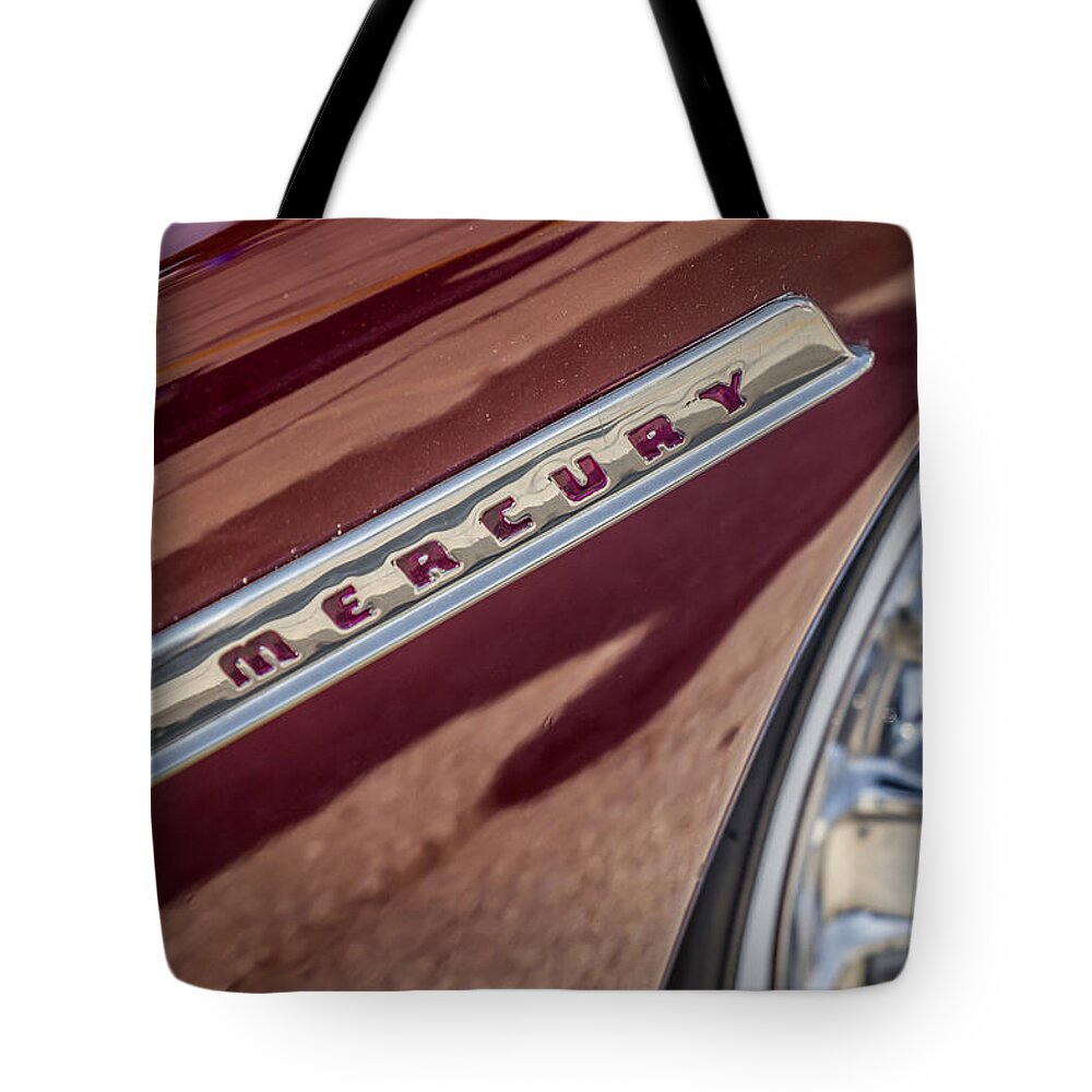 1950 Tote Bag featuring the photograph 1950 Mercury Emblem by Ron Pate