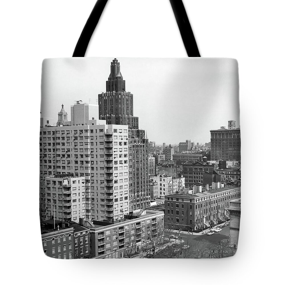 Photography Tote Bag featuring the photograph 1950s View Washington Square North by Vintage Images