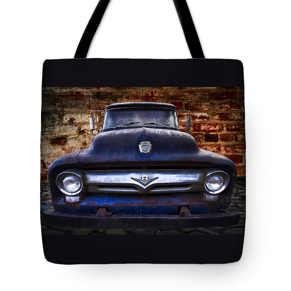 '56 Tote Bag featuring the photograph 1956 Ford V8 by Debra and Dave Vanderlaan