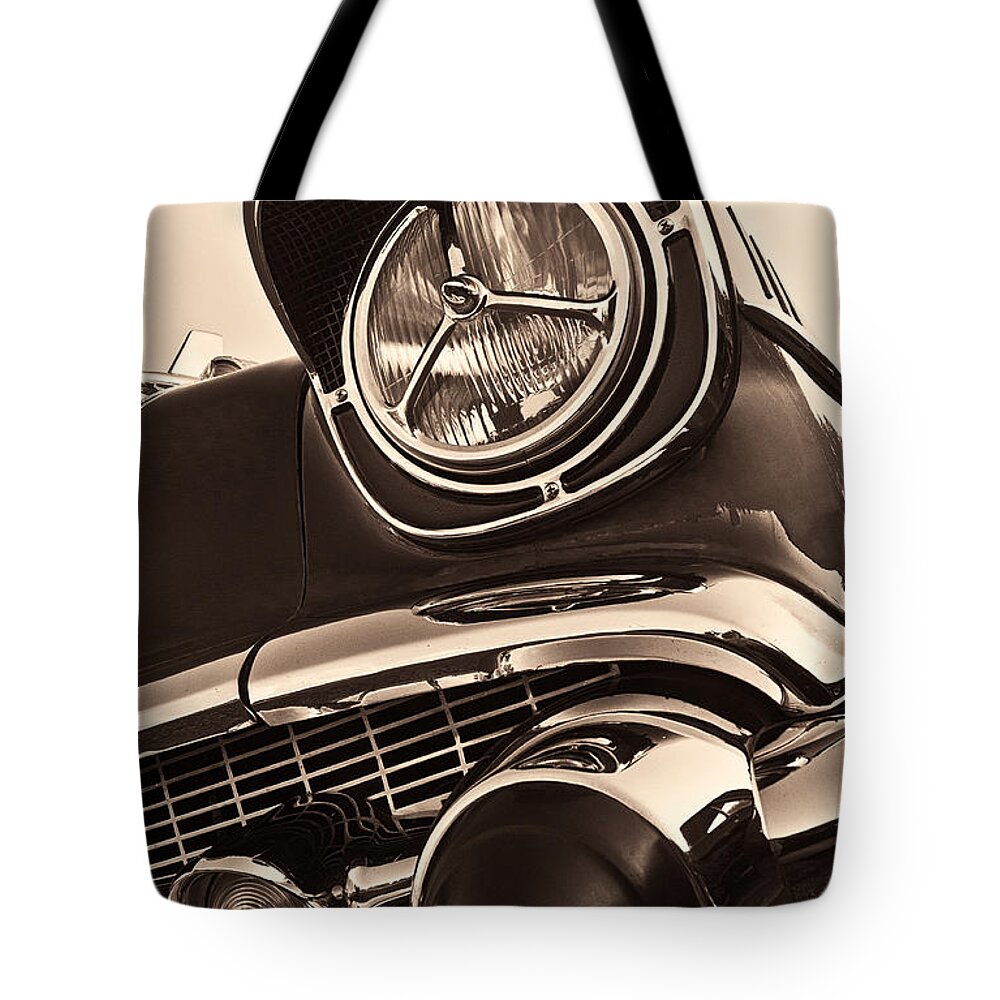 1957 Chevy Tote Bag featuring the photograph 1957 Chevy Details by Imagery by Charly