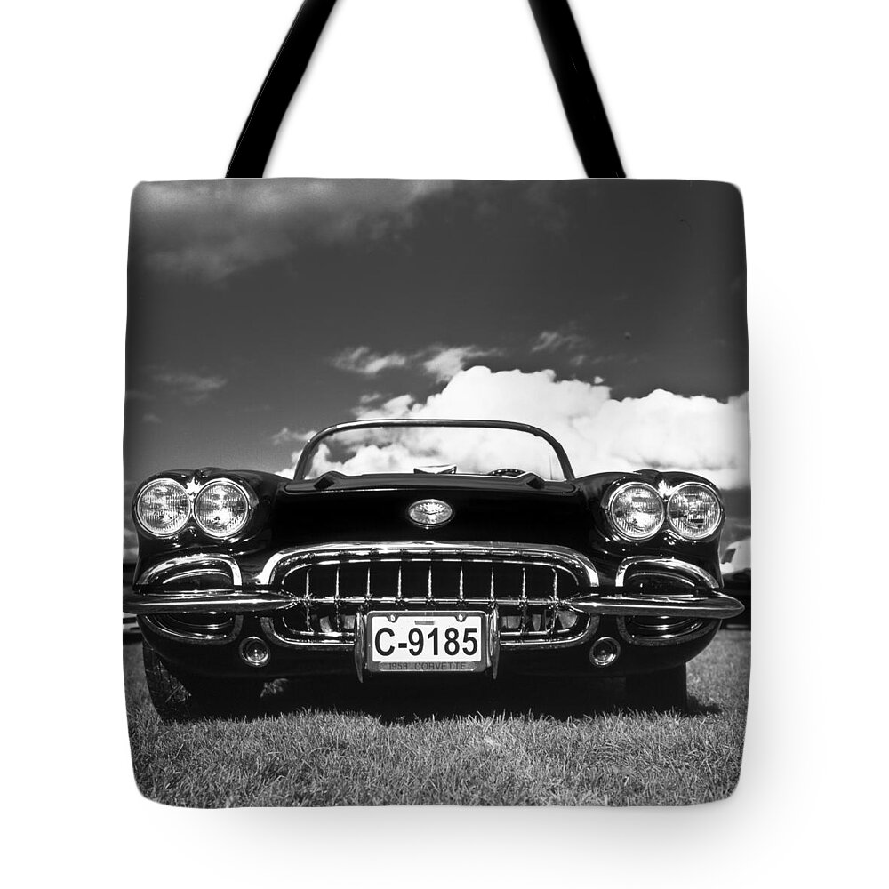 Car Tote Bag featuring the photograph 1958 Vintage Chevrolet Corvette by Gianfranco Weiss