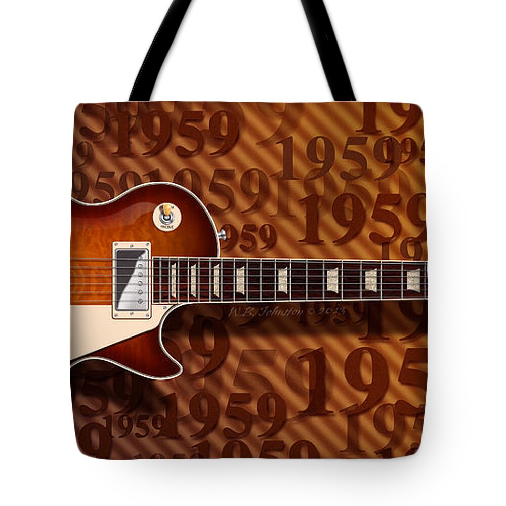 Gibson Les Paul Tote Bag featuring the digital art 1959 by WB Johnston