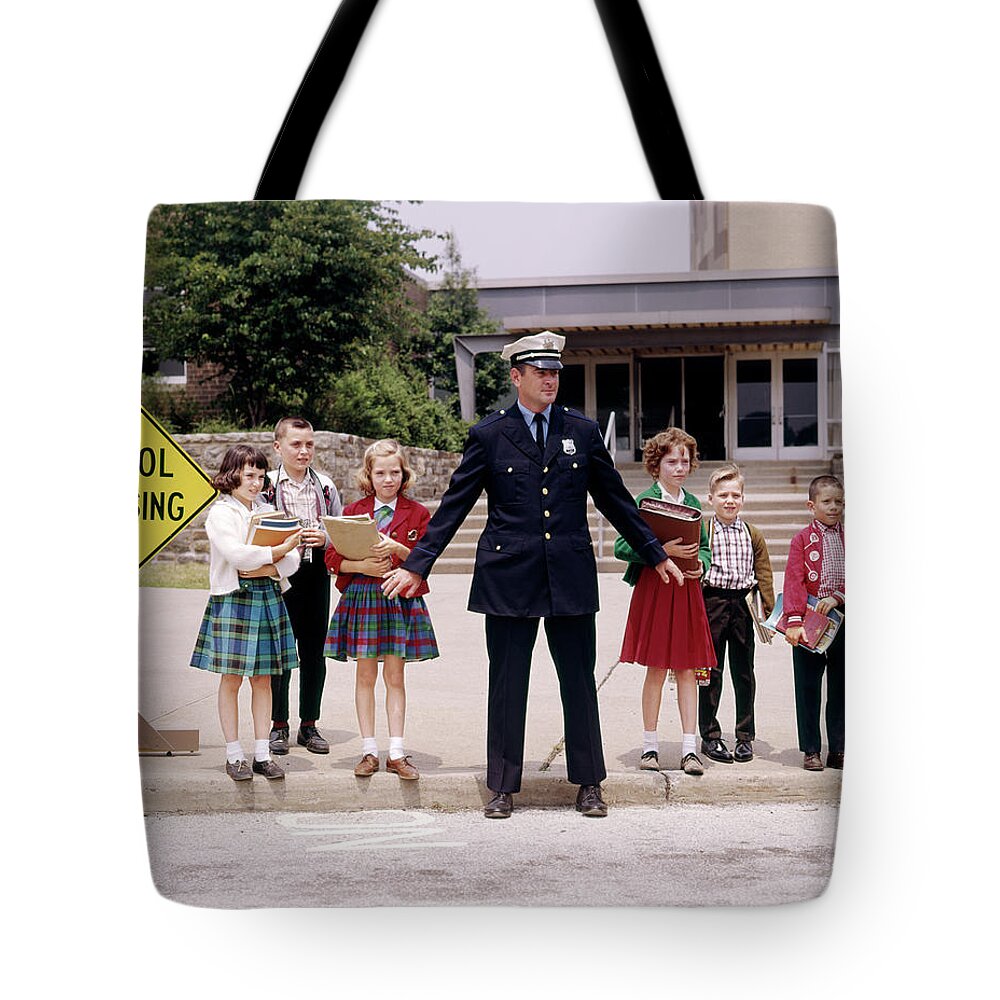 Photography Tote Bag featuring the photograph 1960s Group School Children Waiting by Vintage Images